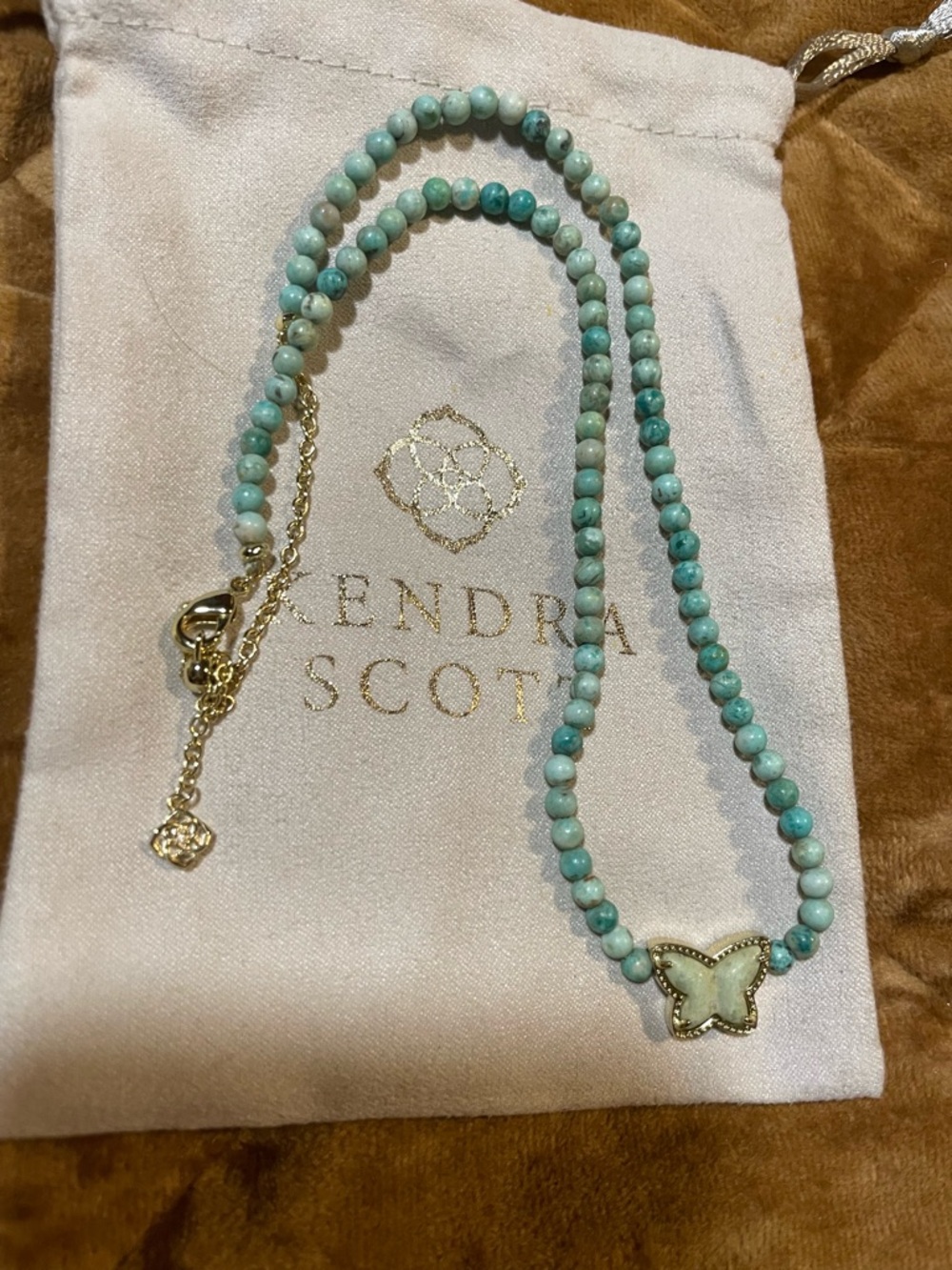 Kendra Scott Beaded Lillia Turquoise Beaded Butterfly Pendant Necklace